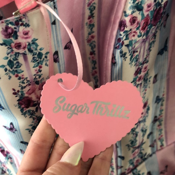 NWT Sold Out Sugar Thrillz Butterfly Stripe Dress with Ruched Skirt - Picture 10 of 10